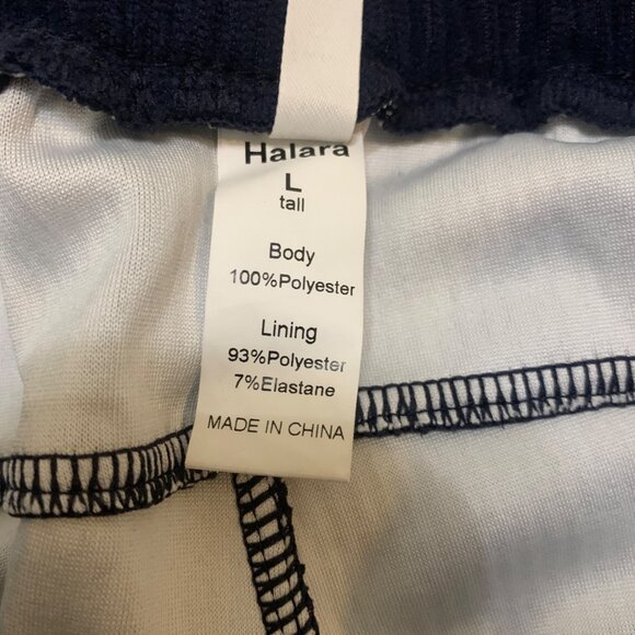 Halara Women’s Pants Blue Corduroy Sz L- Tall Elastic Waist Wide Legs Comfort Lo - Picture 10 of 11